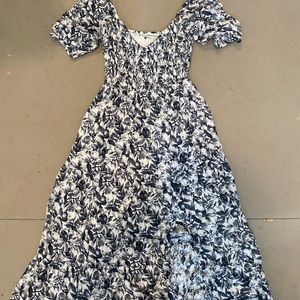 Abercrombie puff sleeve midi dress with a slit